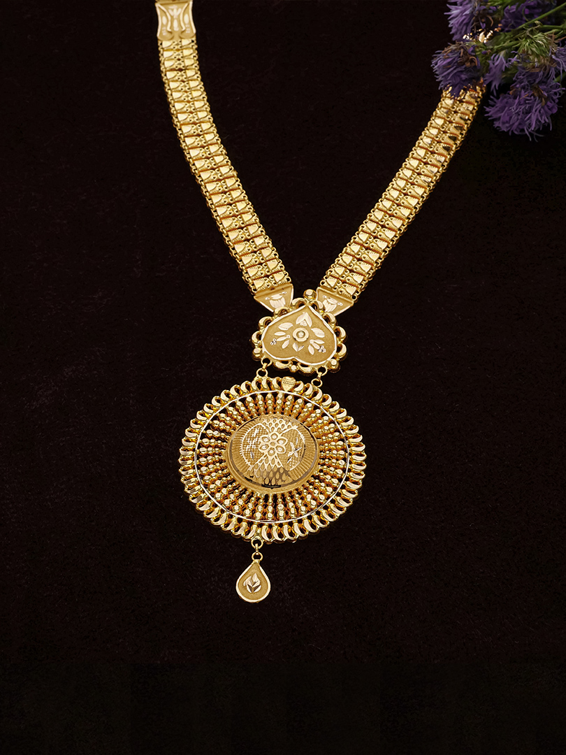 Ornate Bloom long Gold Necklace-1060011016802AA S373 - Image 2