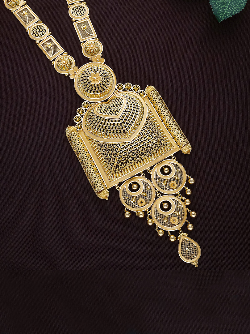 Sutram Mandala Panel Long Gold Necklace Set-1060011180596AA S252 - Image 2