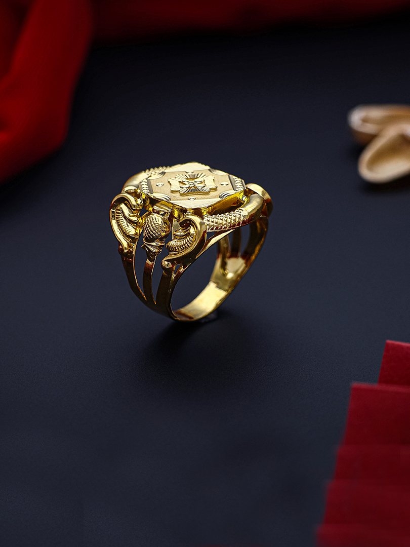 Regal Emblem Gold Ring For men-1060011331615 - Image 2