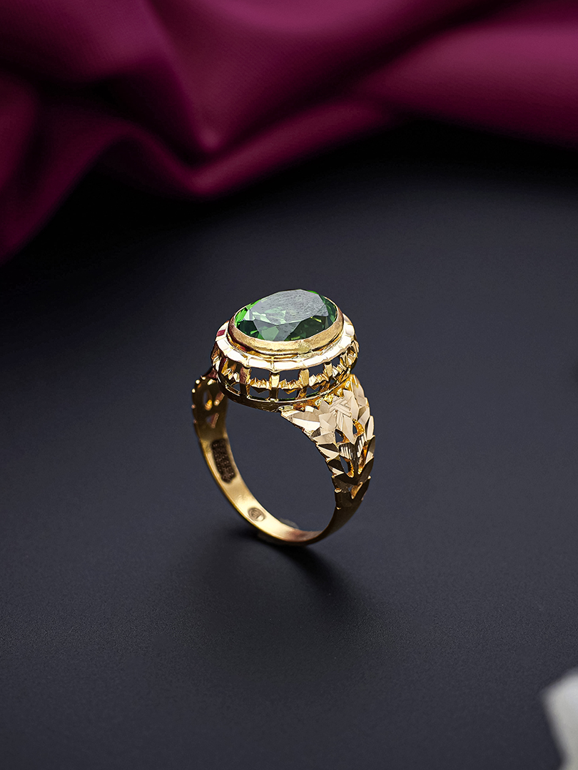 Royal Emerald Crest Gold Ring For Men-1060011411492 - Image 2
