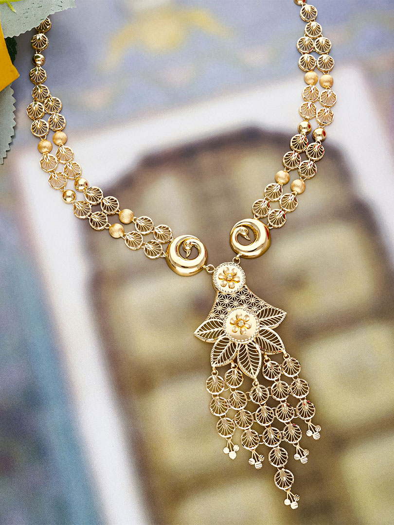 Golden Petals Necklace-NKSS2054S364 - Image 3