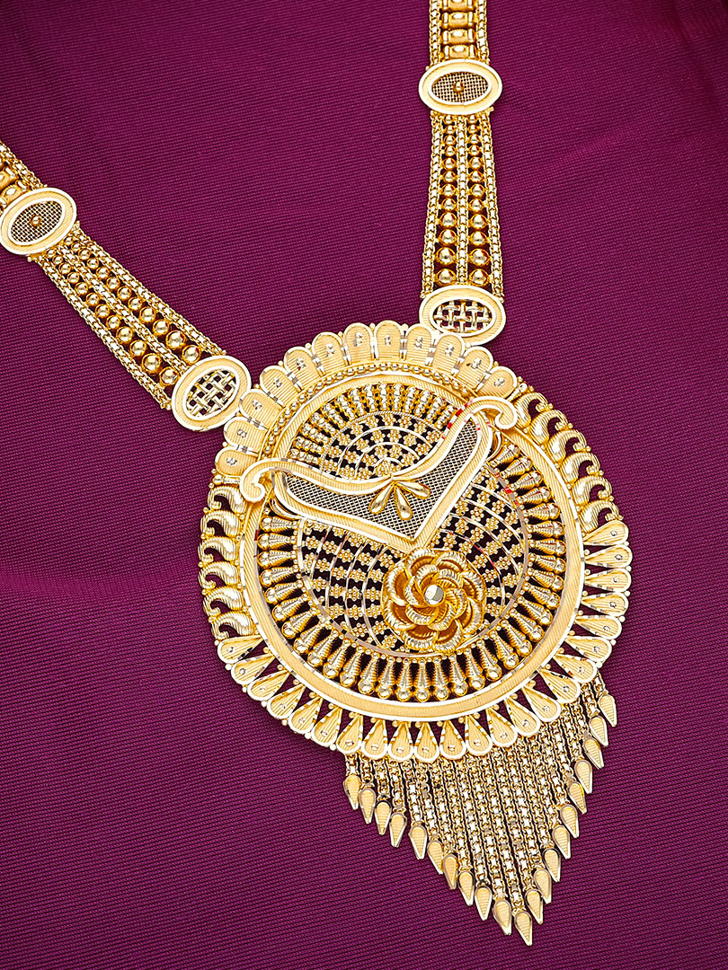 Radiant Flower Long Gold Necklace-NKSS1870S382 - Image 3