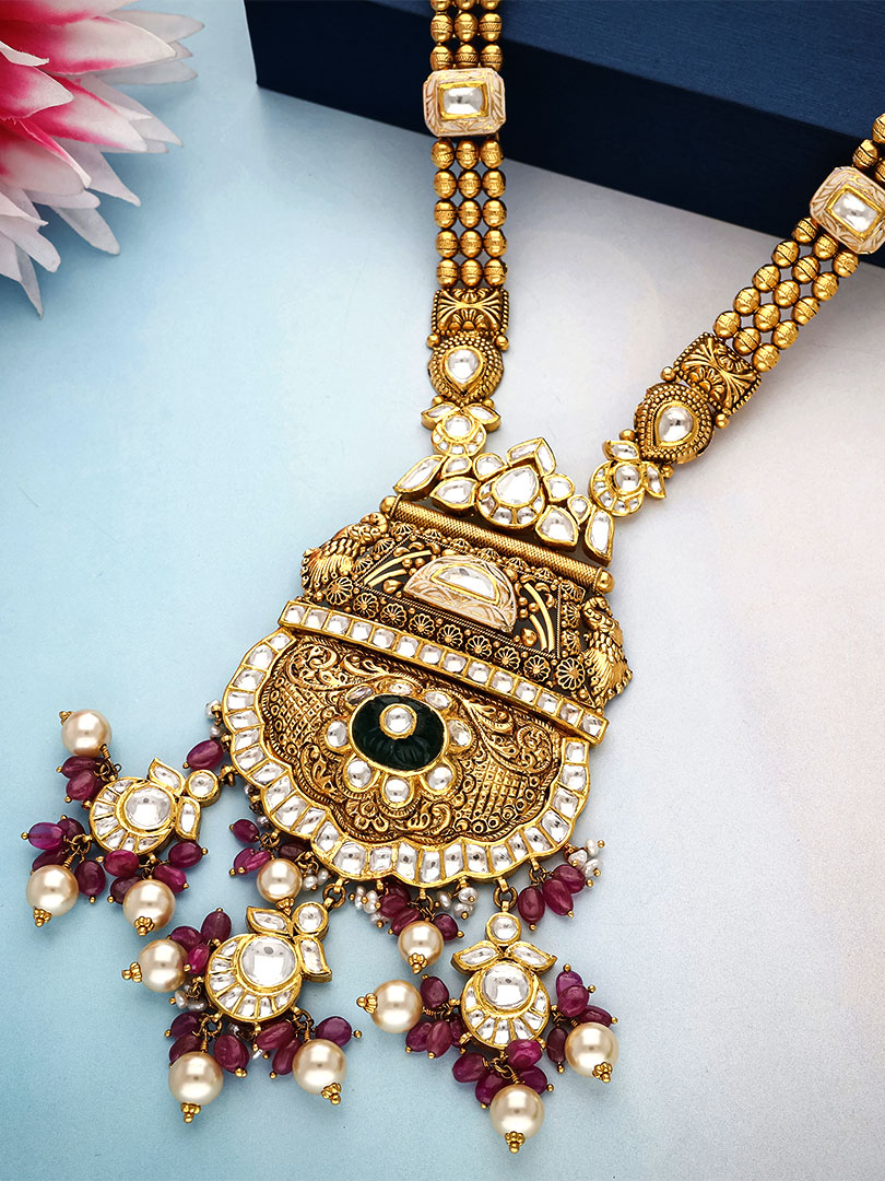 Royal Heirloom Long Gold Necklace-NKSL3152 S401 - Image 2