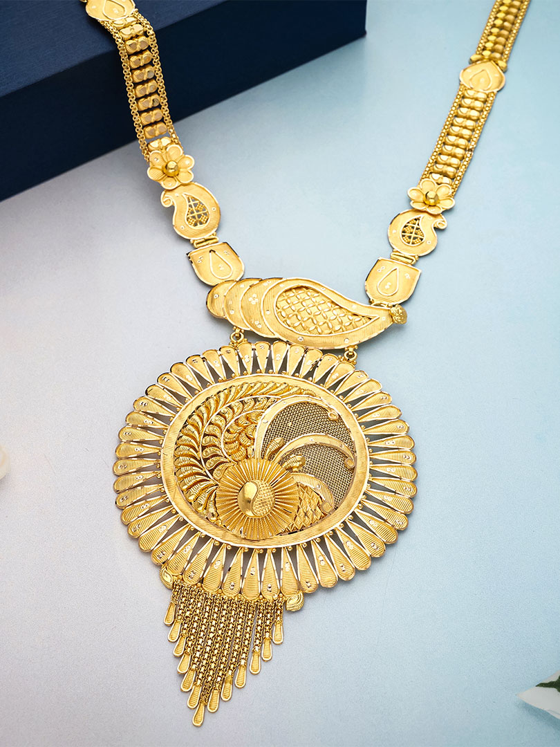 Sunray Bloom Long Gold Necklace-NKSS2077S30 - Image 2