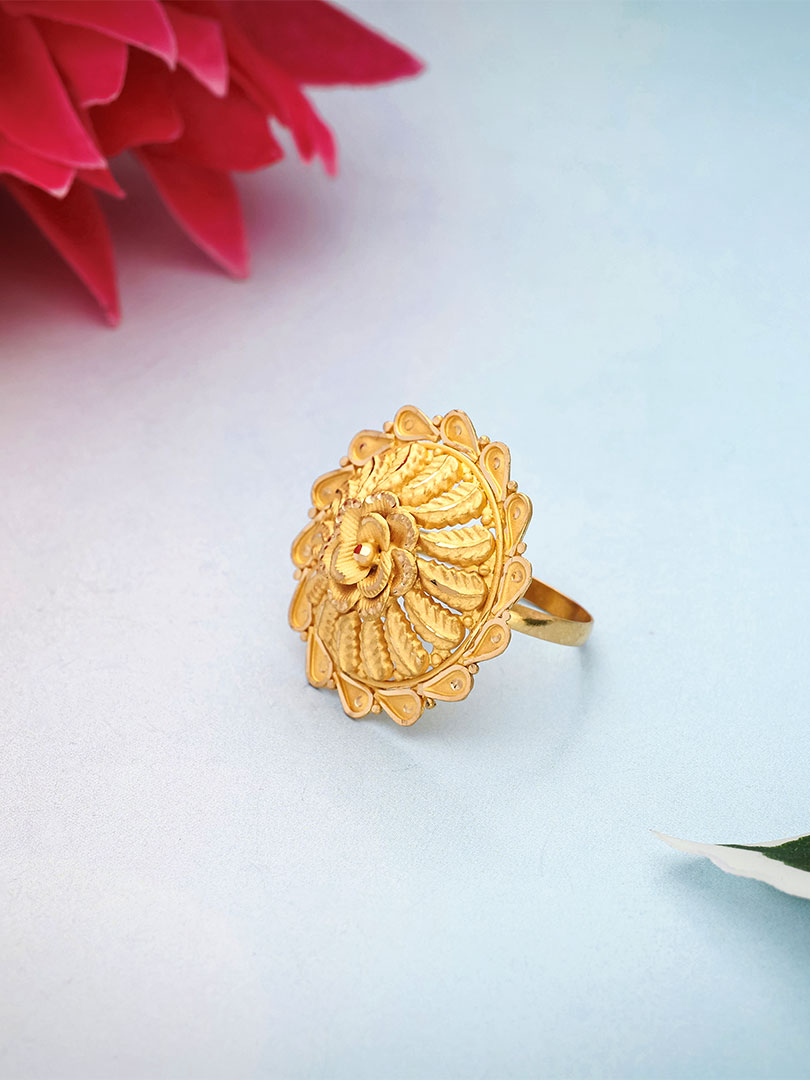 Royal Dewdrop Party Wear Gold Ring - RNL4734S406 - Image 2