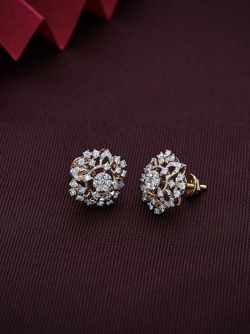 Zivah Collection Diamond Petal Stud Earrings - DERR1915S370 JD/372208KE608232 C.N:22J627102502 - Image 2