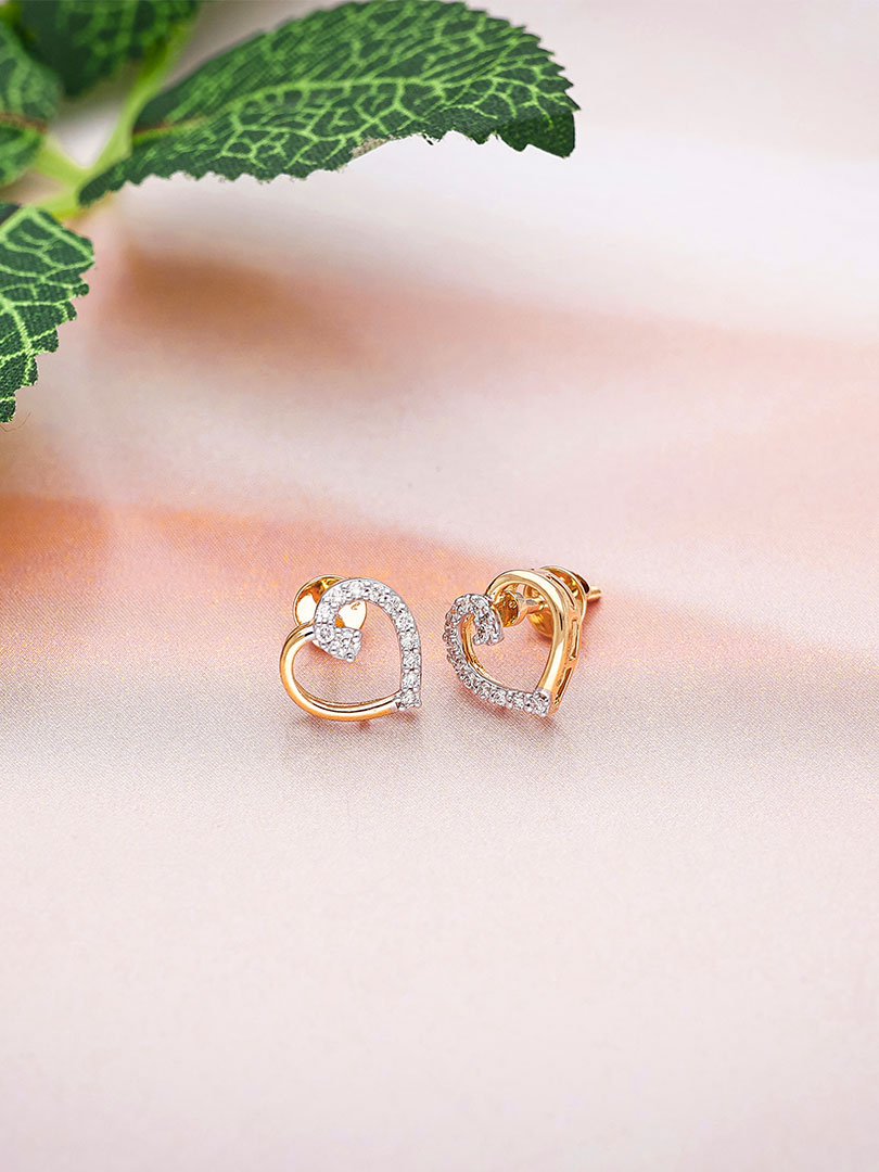 Zivah Collection Diamond Heart Stud Earrings - 1060011481914S419SPE00067 C.N:21J147932502 - Image 2