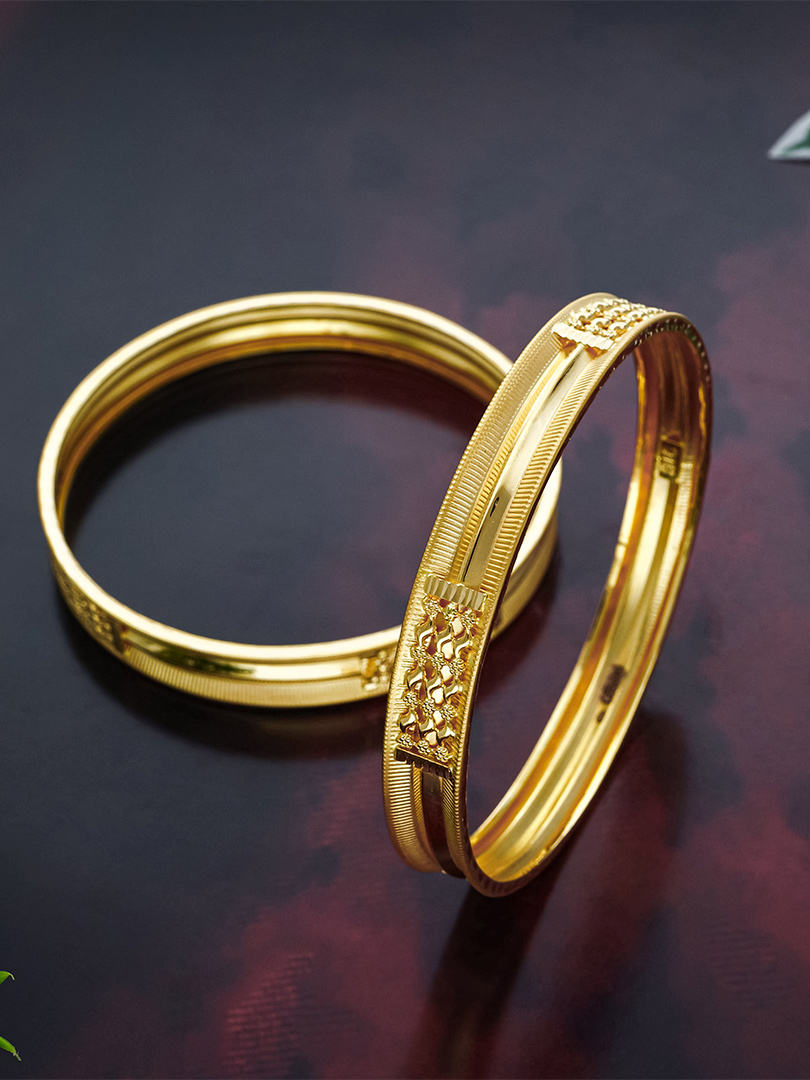 Elegant Carved Gold Shagun Bangles-BNG21401 S345 - Image 2