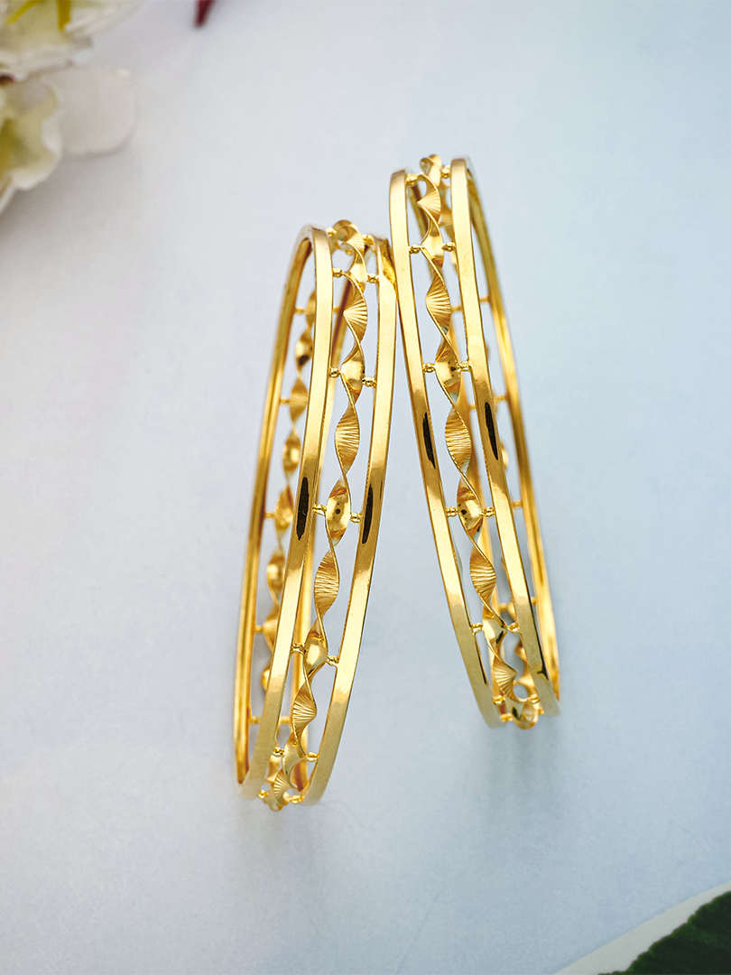 Minimal Heritage Gold Shagun Bangles-BNG21400 S345 - Image 2