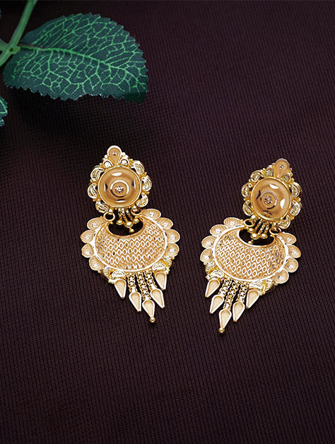 Traditional Gold Shagun Earrings - ER9305GO2ED0 - Image 2