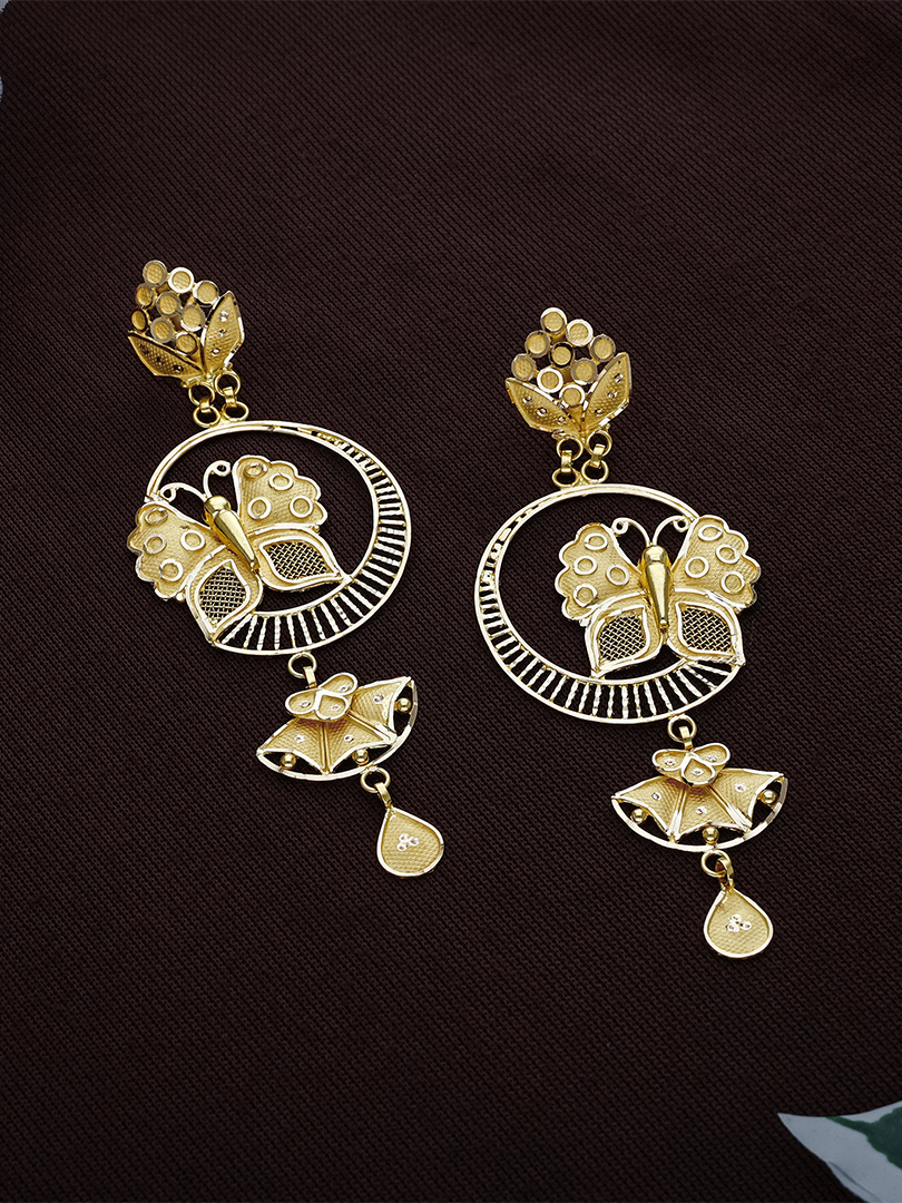 Butterfly Motif Chandbali Gold Earrings - ER9281 S263 - Image 2