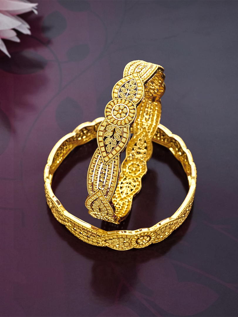 22KT Heritage Nakashi Bangles-BNG21582 - Image 3