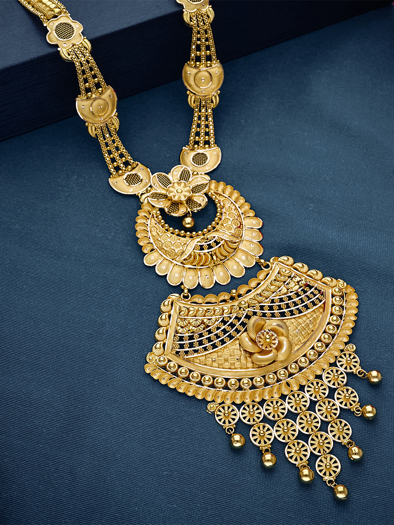 Swarna Pushpa Antique Long Gold Necklace-NKSS2352 SU2EA1 - Image 2