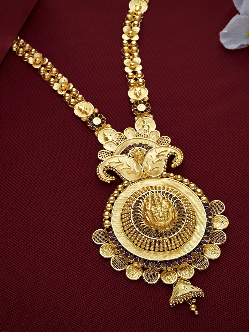 Shree Lakshmi Mandala Antique Long Gold Necklace-NKSS2068 S - Image 2