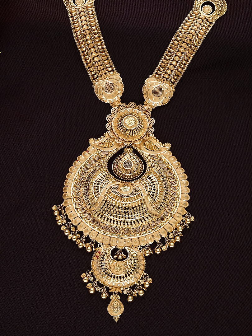 Regal Peacock Temple Long Gold Necklace-NKSS2059S - Image 2