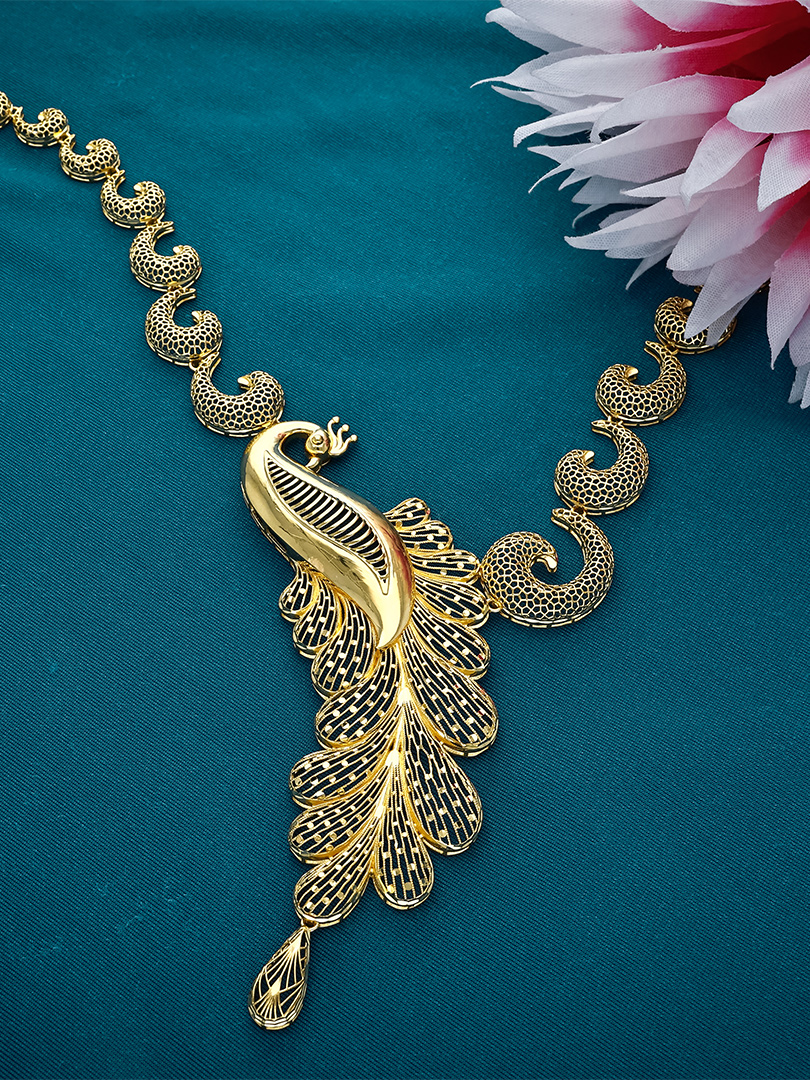 Peacock Feathers Cascade Neckset-NKSL4396 S366 - Image 2