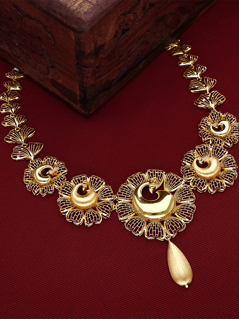 Lotus Crescent Filigree Neckset - NKSL4397 S366 - Image 2