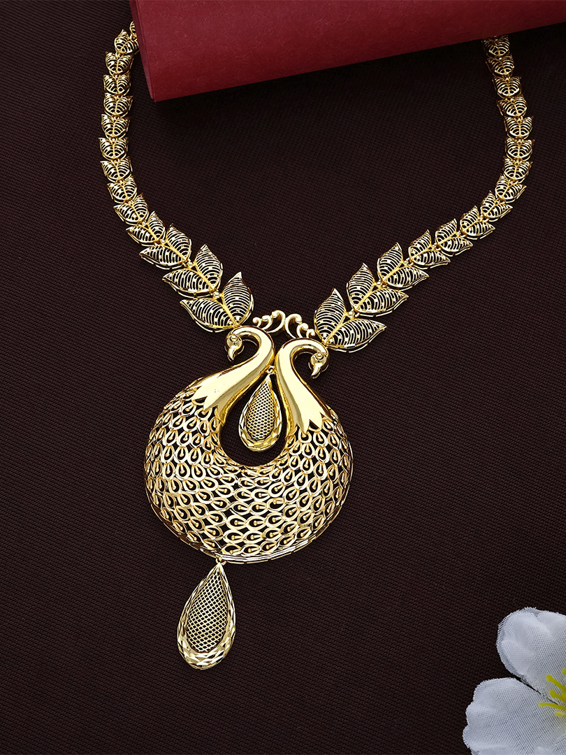Royal Peacock 22K Short Gold Necklace-NKSL4400 S366 - Image 2