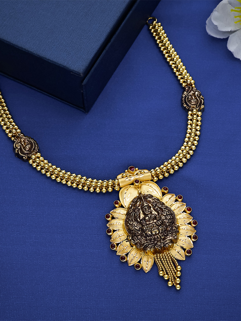 Divine Lakshmi 22K Short Gold Necklace-NKSL4311 S416 - Image 2
