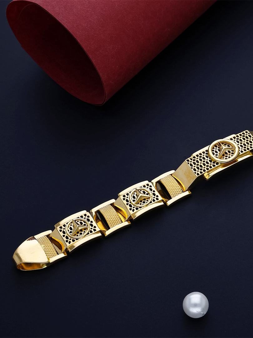 Geometric Lattice Link Gold Bracelet - BRCG1173 S362 - Image 2
