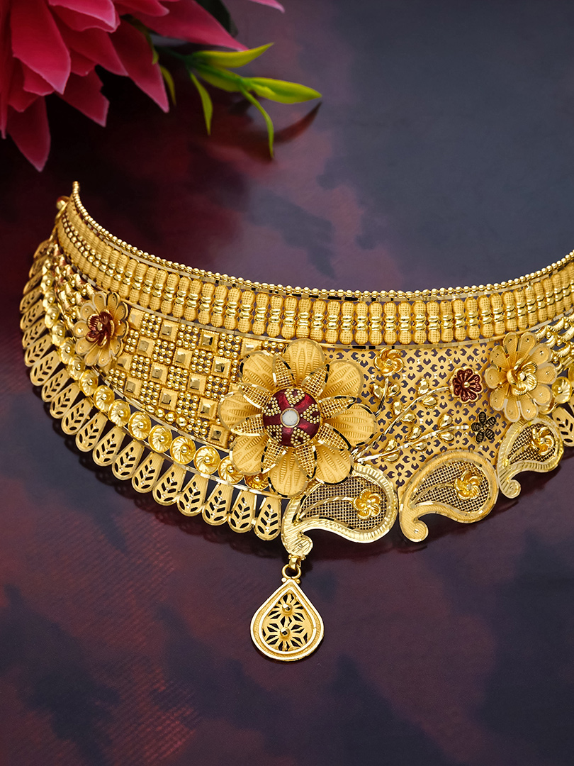 Rajasi Pushpa Bridal Gold Choker-NCCS0597 S263 - Image 2