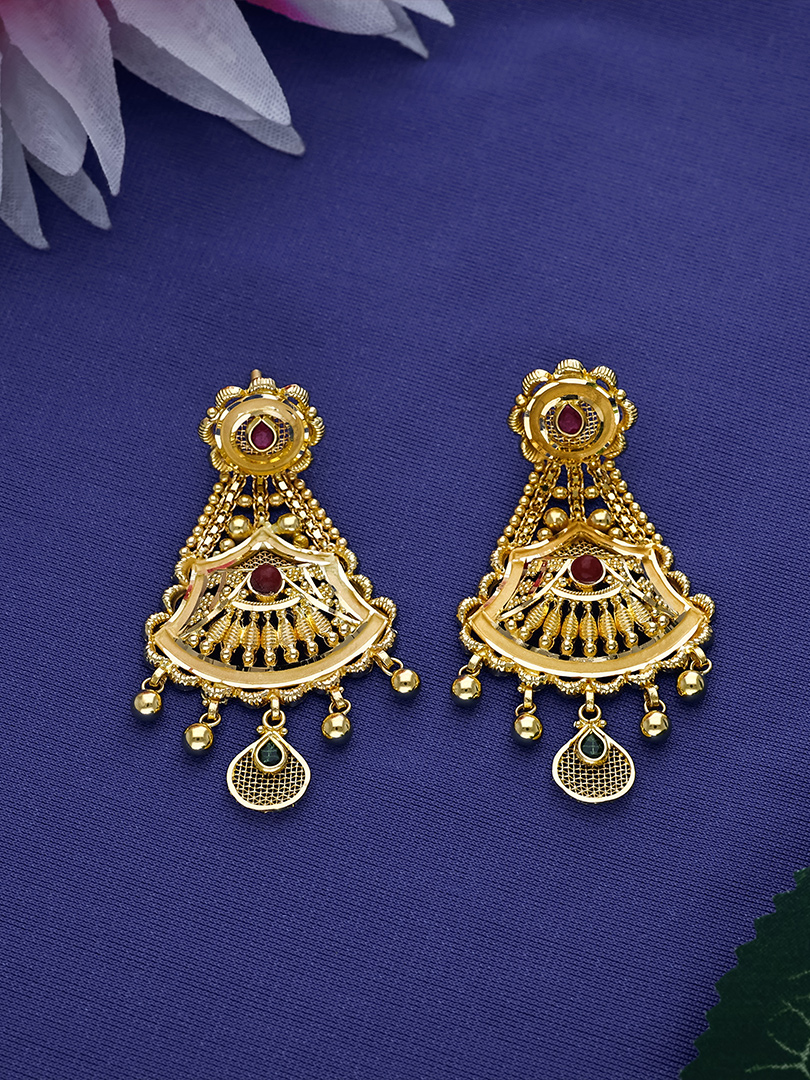 Regal Fan Crescent Drop Earrings - ER10943 S141 - Image 2
