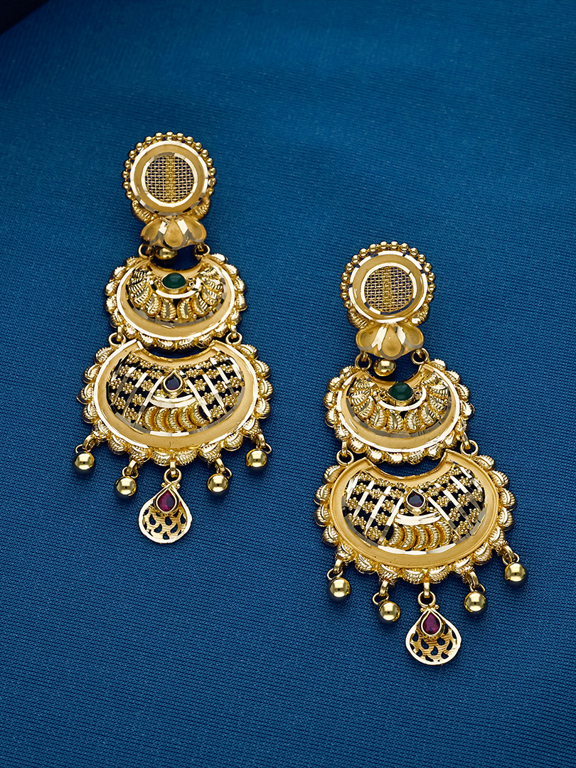 Layered Crescent Filigree Drop Earrings - ER13198 SU3369 - Image 3