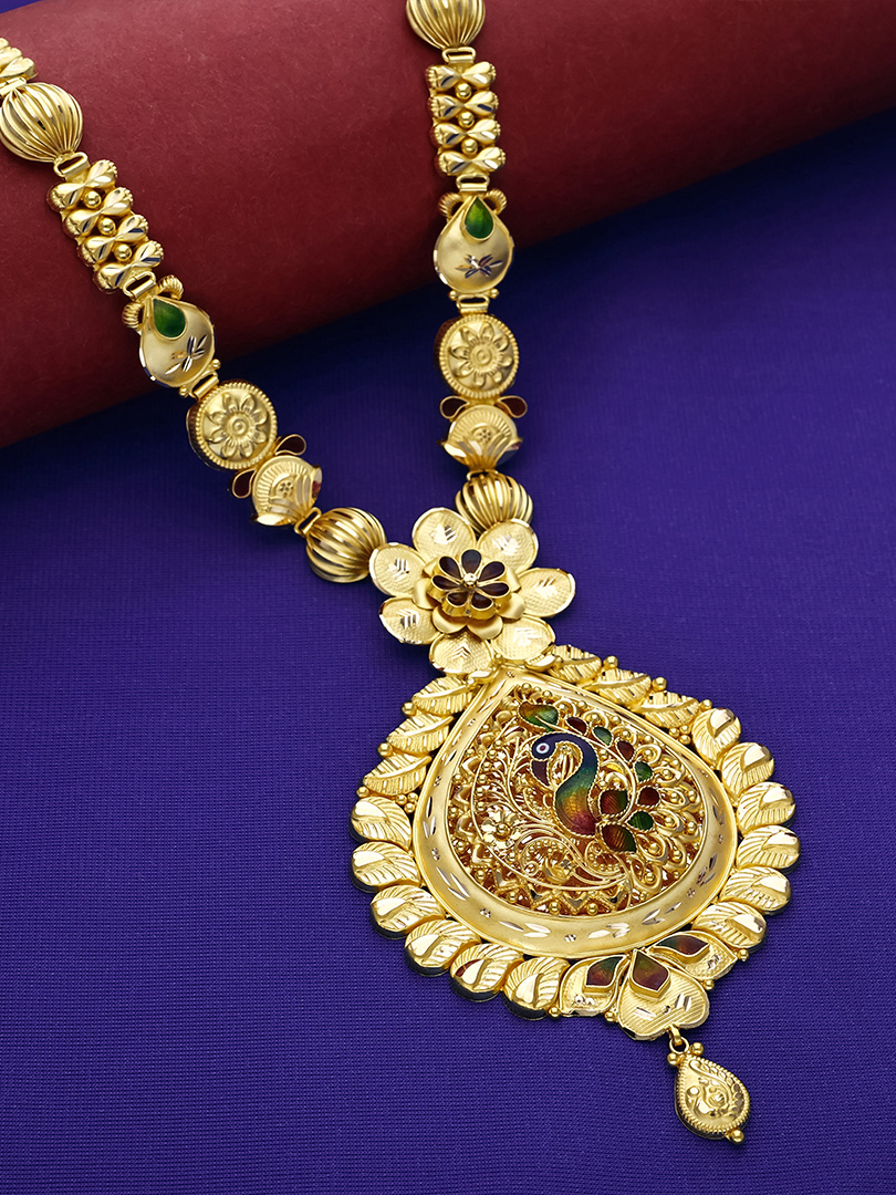 Peacock Meenakari Heritage Gold Pendant Necklace-NKSS3295 S416 - Image 2