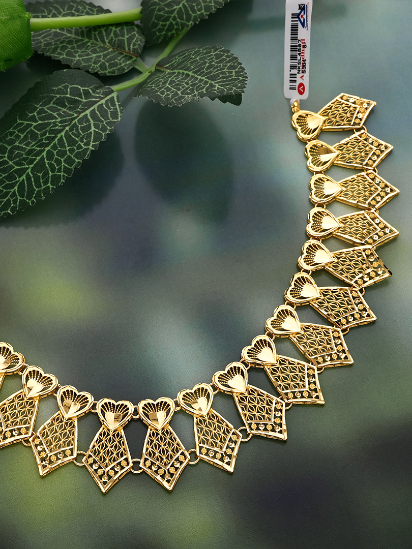 Geometric Heart Lattice Gold Necklace - NKSL4507 S364 - Image 2