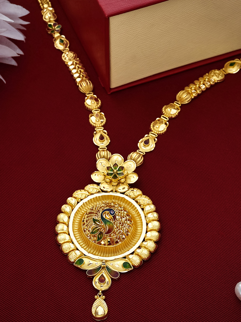 Round Peacock Meenakari Heritage Pendant Necklace-NKSS3297 S416 - Image 2