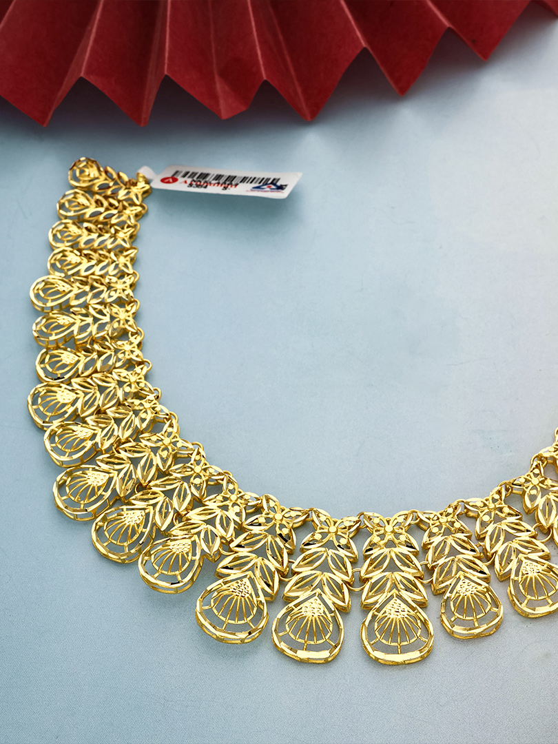 Leaf Cascade Teardrop Filigree Gold Necklace - NKSL4502 S364 - Image 2