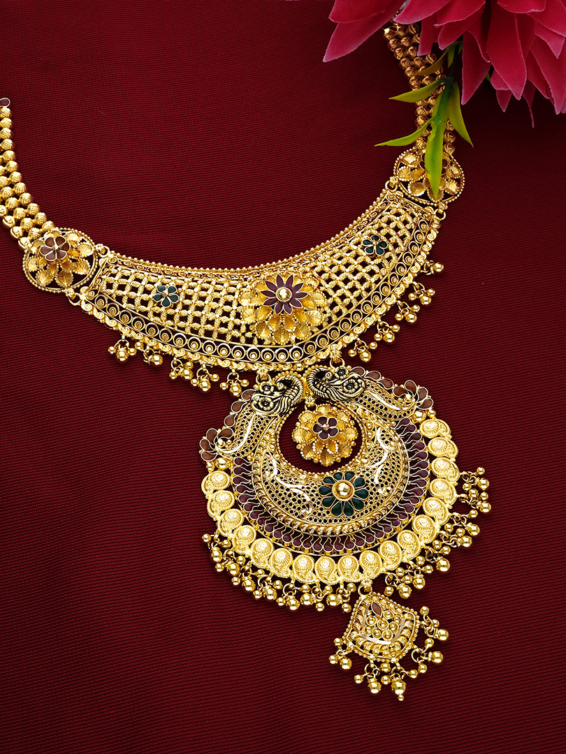 Royal Chandbali Medallion Heritage Gold Necklace - NKSL4843 SU2E97 - Image 2