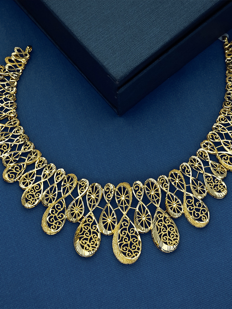 Twisted Vine Teardrop Filigree Gold Necklace - NKSL 4555 S364 - Image 2