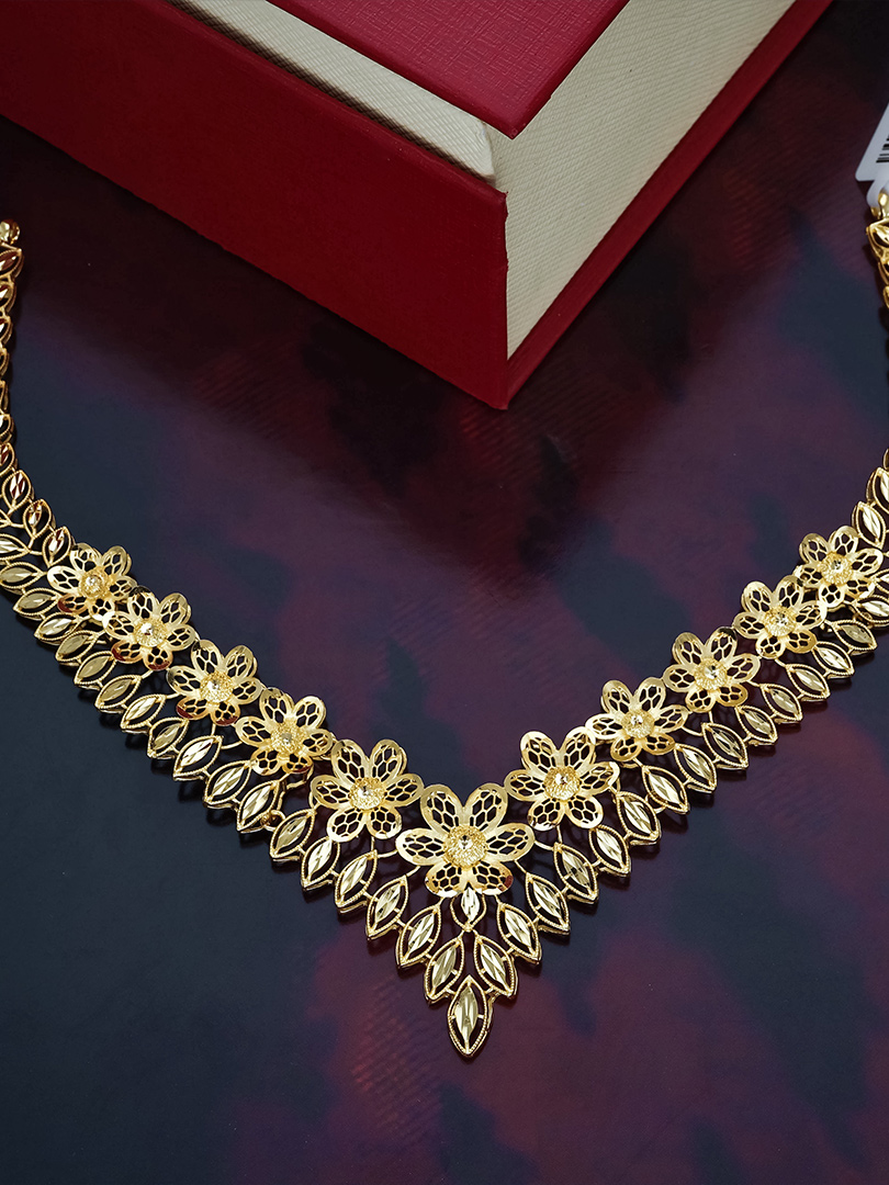 Floral Vine Filigree Gold Necklace - NKSL4512 S364 - Image 2