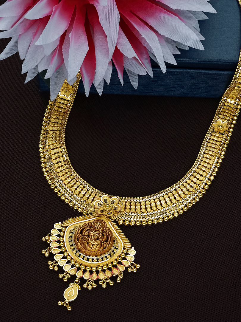 Lakshmi Temple Pendant Heritage Long Gold Necklace-NKSS3512 SU2E97 - Image 2