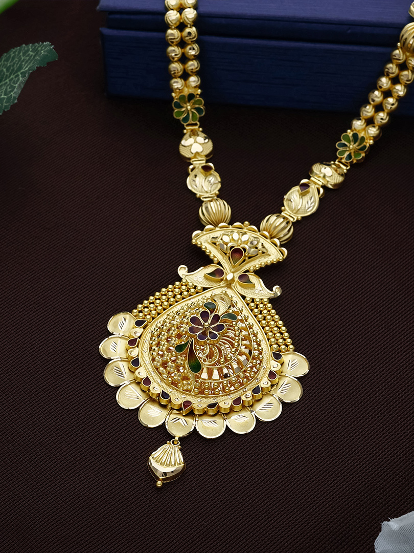 Elegant 22Kt Gold Meenakari Temple Pendant Necklace-NKSS3303 S416 - Image 2