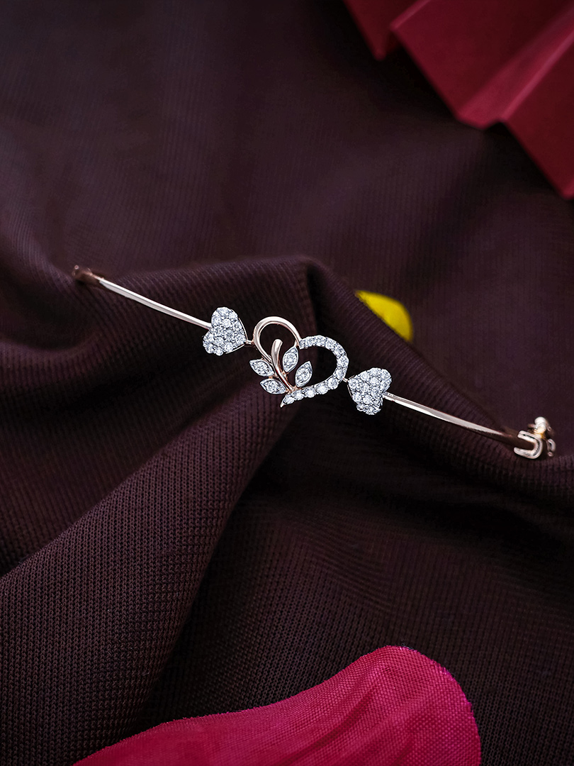 Leaf Motif Diamond Gold Bracelet for Women - DLBR0152 S149 BR000144917135 - Image 2